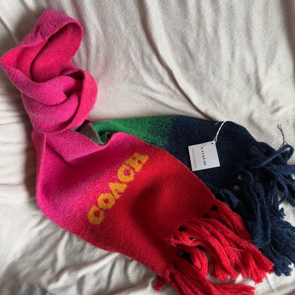 Coach wool Colorblocked Ombré Knit Scarf - Picture 1 of 11
